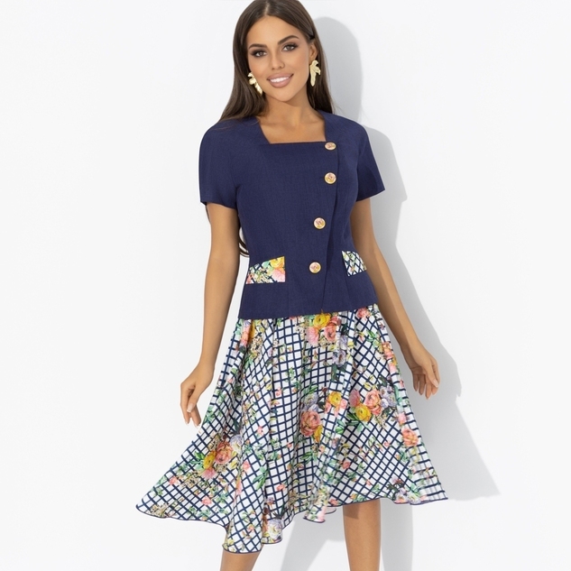 Костюм с юбкой Радую себя (2 в 1, синяя мечта) 