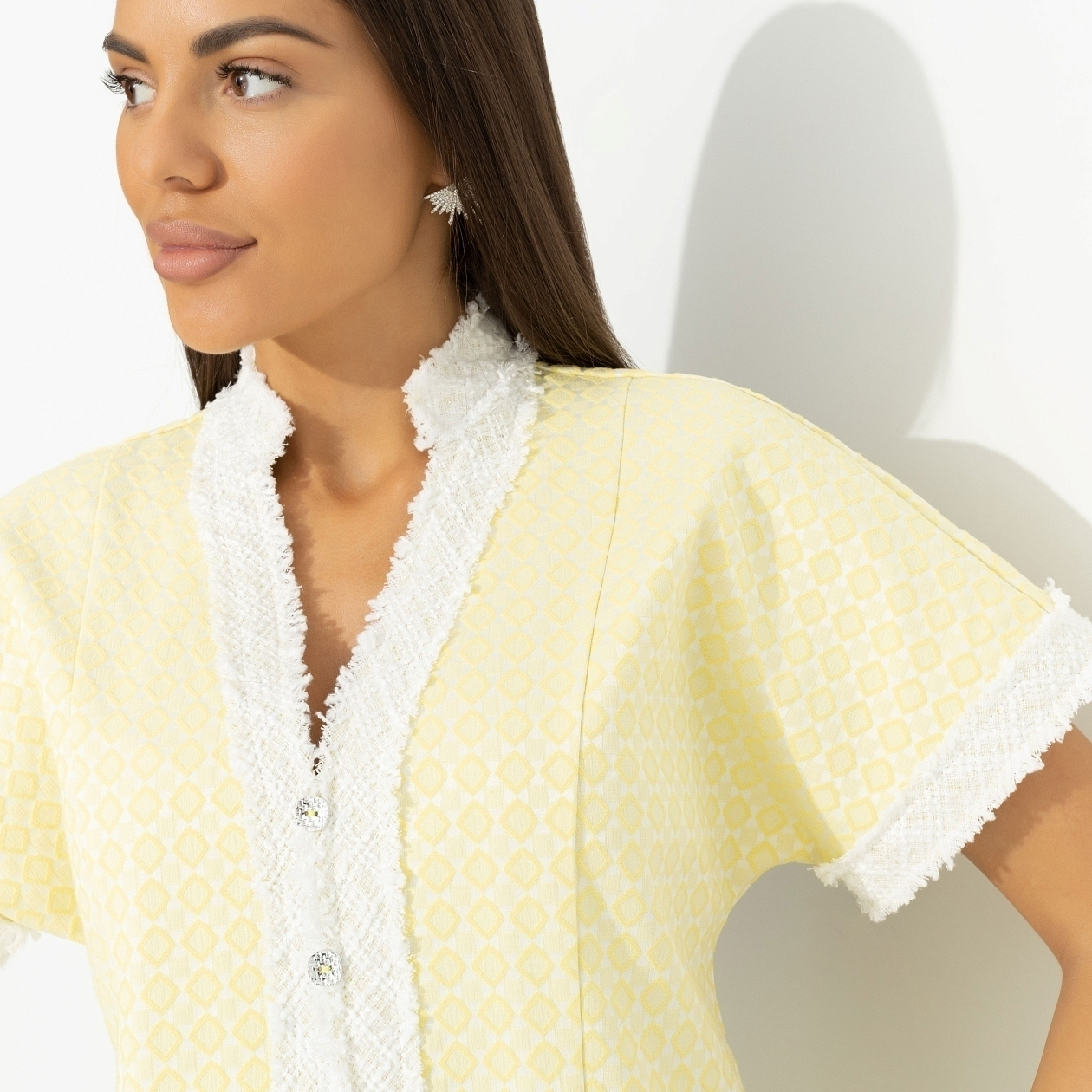 Костюм с юбкой С безупречным вкусом (2 в 1, желтый). Состав: 50% хлопок, 45% п/э, 5% спандекс