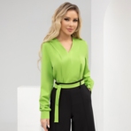 Блуза Твой личный манифест (сочное яблоко, с поясом). Состав: 65% п/э, 30% вискоза, 5% эластан