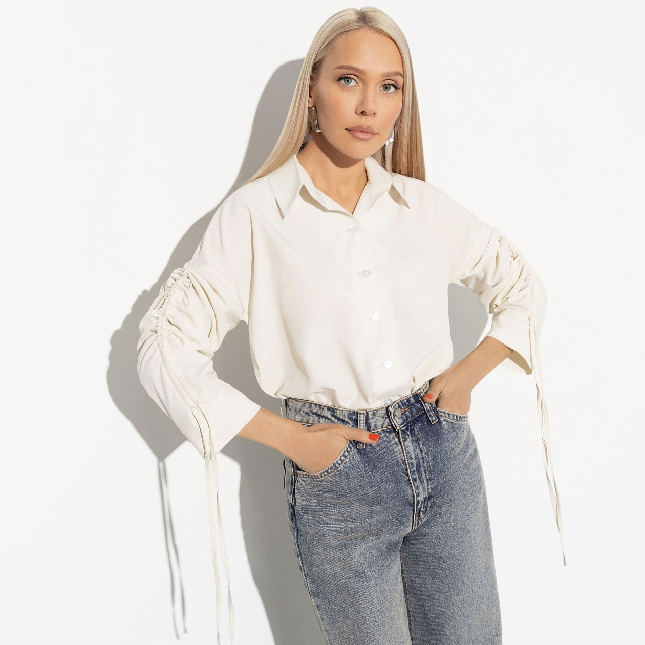 Блуза Успешный фэшн (milk). Состав: 95% п/э, 5% эластан