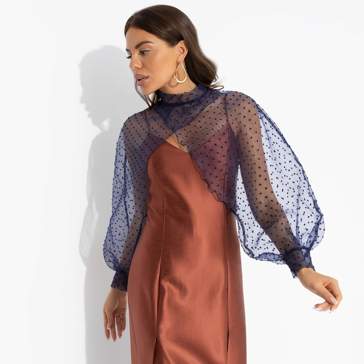 Болеро Деловой взгляд (синее, с брошкой). Состав: 100% полиэстер