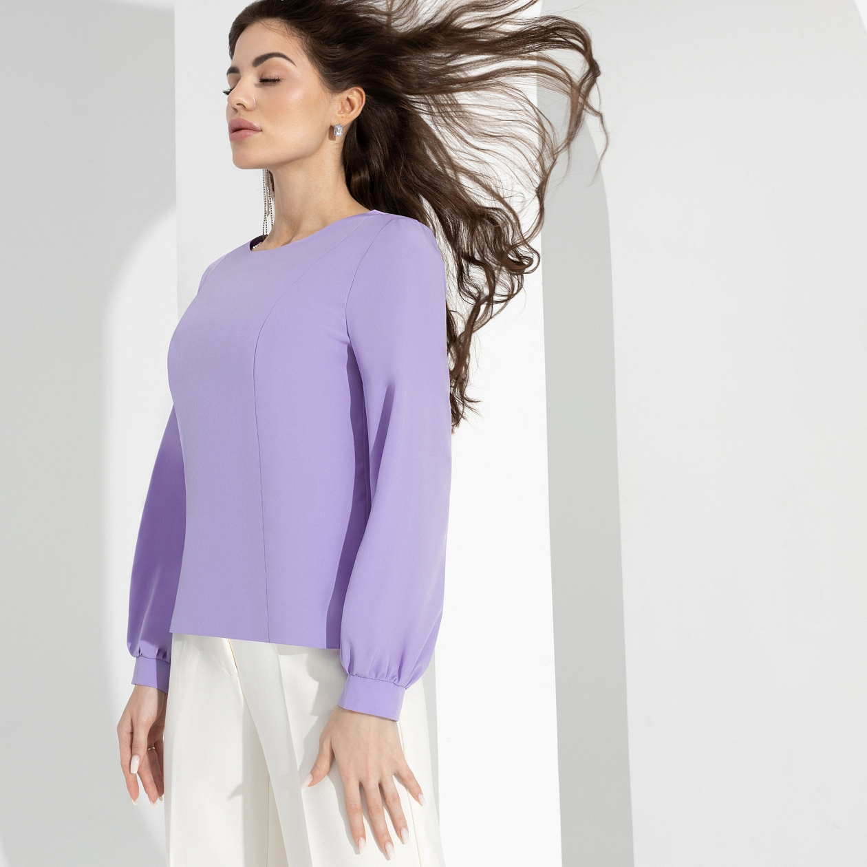 Блуза Способ очарования (sweet lilac). Состав: 95% п/э, 5% эластан