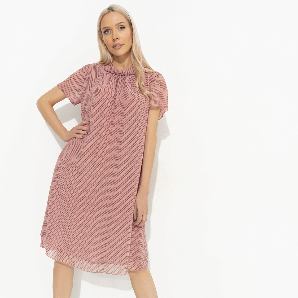 Платье Мечтательная (розовый). Состав: 100% полиэстер