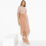 Платье-рубашка Изящный облик (гламур, с баской). Состав: 95% п/э, 5% спандекс