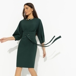 Платье Интересный подход (хвойный). Состав: 95% полиэстер, 5% эластан