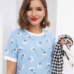 Платье Игра воображения (нежные цветы). Состав: 80% п/э, 15% лен, 5% эластан