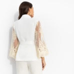 Жакет Даю автограф (айвори, с поясом). Состав: 95% п/э, 5% эластан