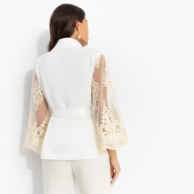 Жакет Даю автограф (айвори, с поясом) 