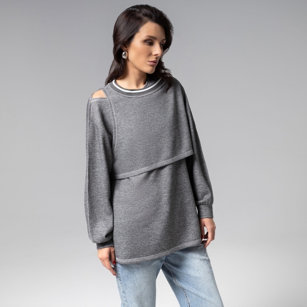 Лонгслив Преданная стилю (grey, 2 в 1) 