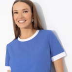 Футболка Романтика с перчинкой (синяя). Состав: 80% п/э, 15% лен, 5% эластан