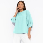 Блуза Предвкушение встречи (тиффани). Состав: 95% п/э, 5% эластан