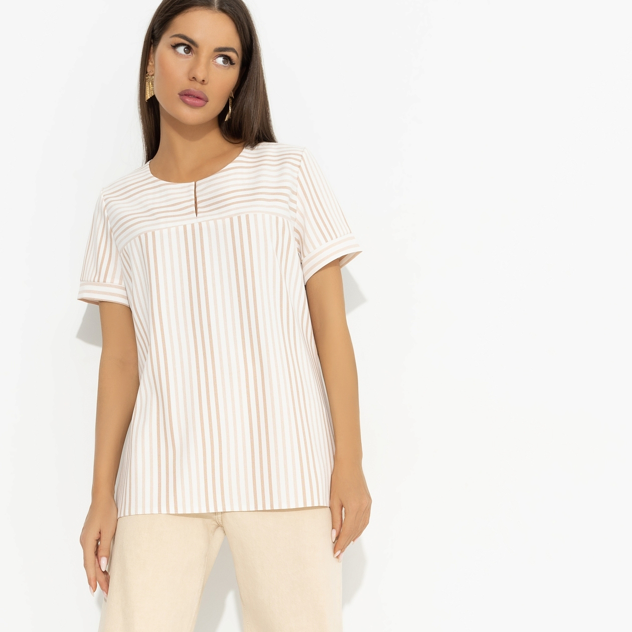 Туника Лучше некуда (в полоску). Состав: 80% п/э, 15% лен, 5% эластан