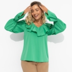 Блуза Внутренний трепет (свежая зелень). Состав: 60%  п/э, 30%  вискоза, 5% спандекс