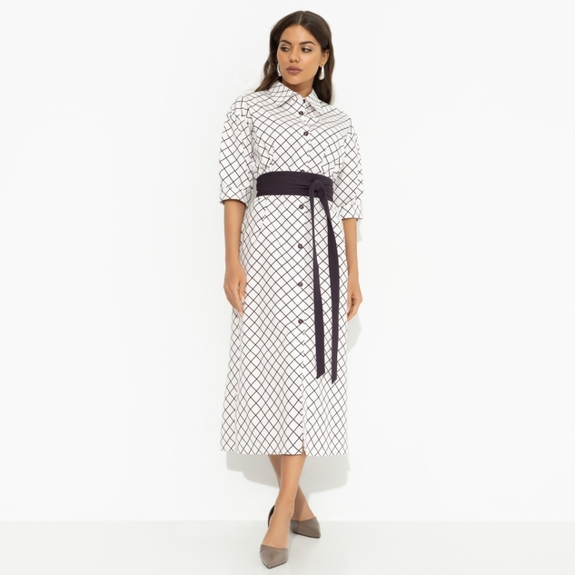 Платье-рубашка Гипнотический минимализм (с поясом) 