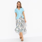 Костюм с юбкой Актуально сегодня (2 в 1, голубой). Состав: 98% п/э, 2% спандекс