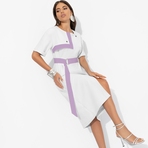 Платье Я онлайн (white new, с поясом). Состав: 60% п/э, 37% вискоза, 3% спандекс