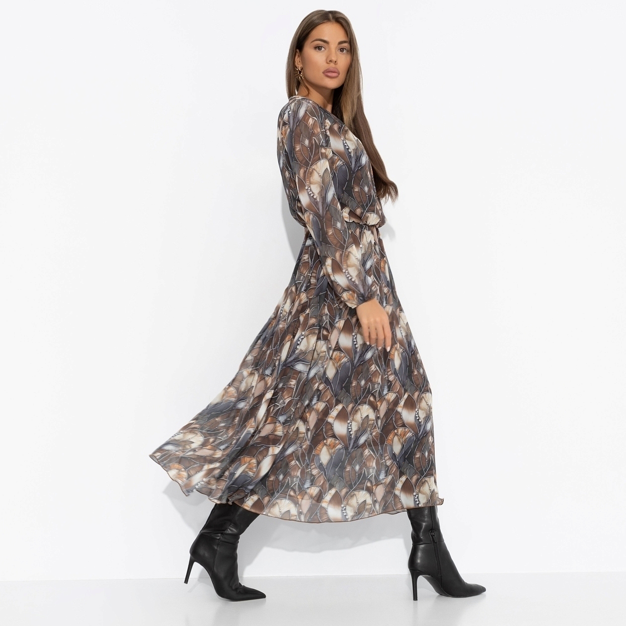 Платье Летящие мгновения (brown). Состав: 100% п/э