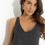 Сарафан Динамичный стиль (серый). Состав: 80% п/э, 15% лен, 5% эластан