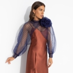 Болеро Деловой взгляд (синее, с брошкой). Состав: 100% полиэстер