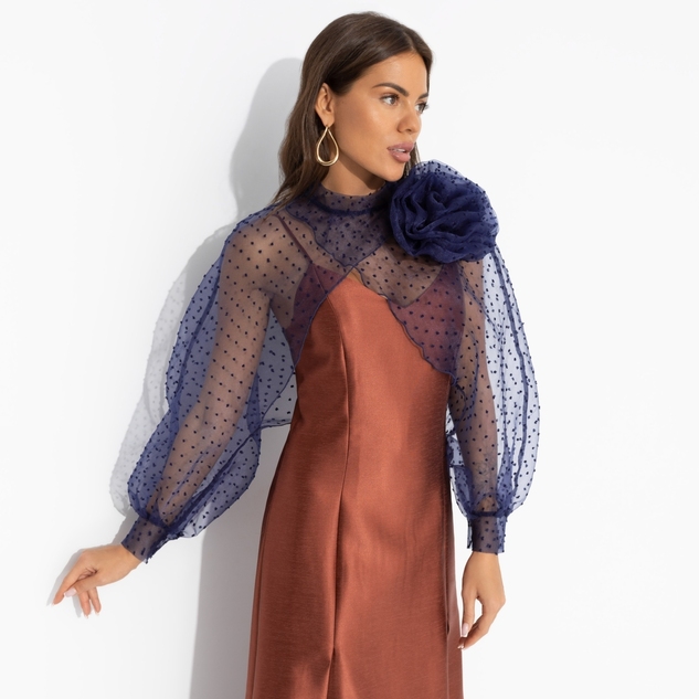 Болеро Деловой взгляд (синее, с брошкой) 