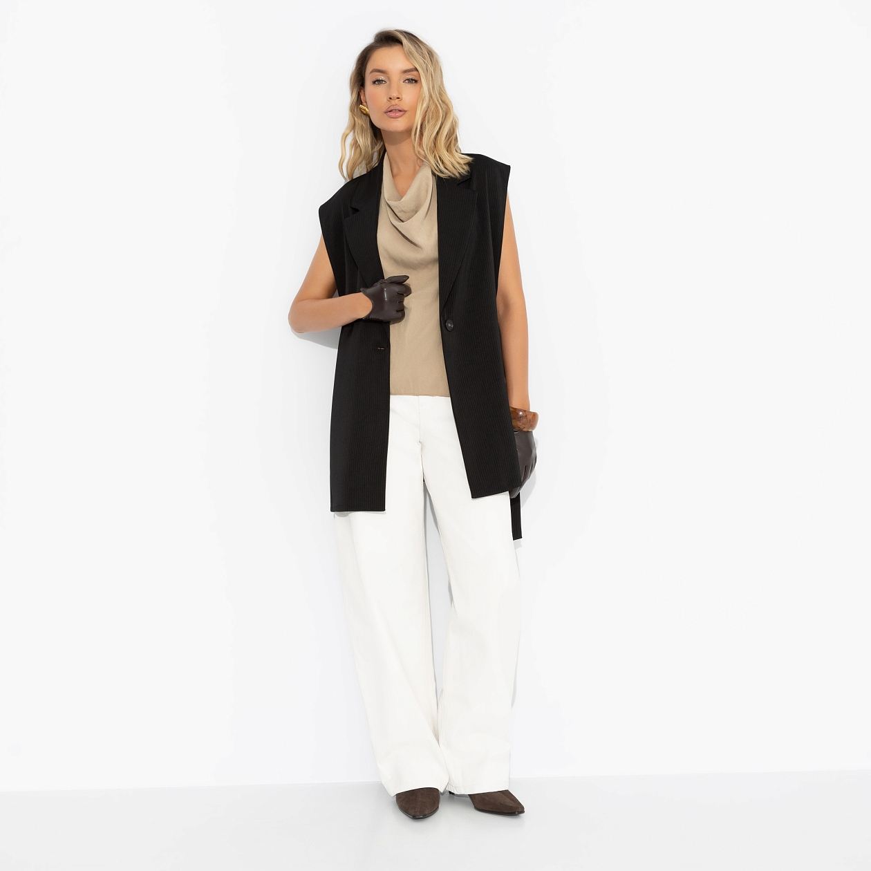 Сама себе босс в полоску (чёрный). Состав: 65% п/э, 30% вискоза, 5% спандекс