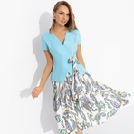 Костюм с юбкой Актуально сегодня (2 в 1, голубой). Состав: 98% п/э, 2% спандекс