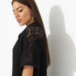 Брючный костюм Престижная номинация (черный, 2 в 1, с поясом). Состав: 50% лен, 48% п/э, 2% спандекс