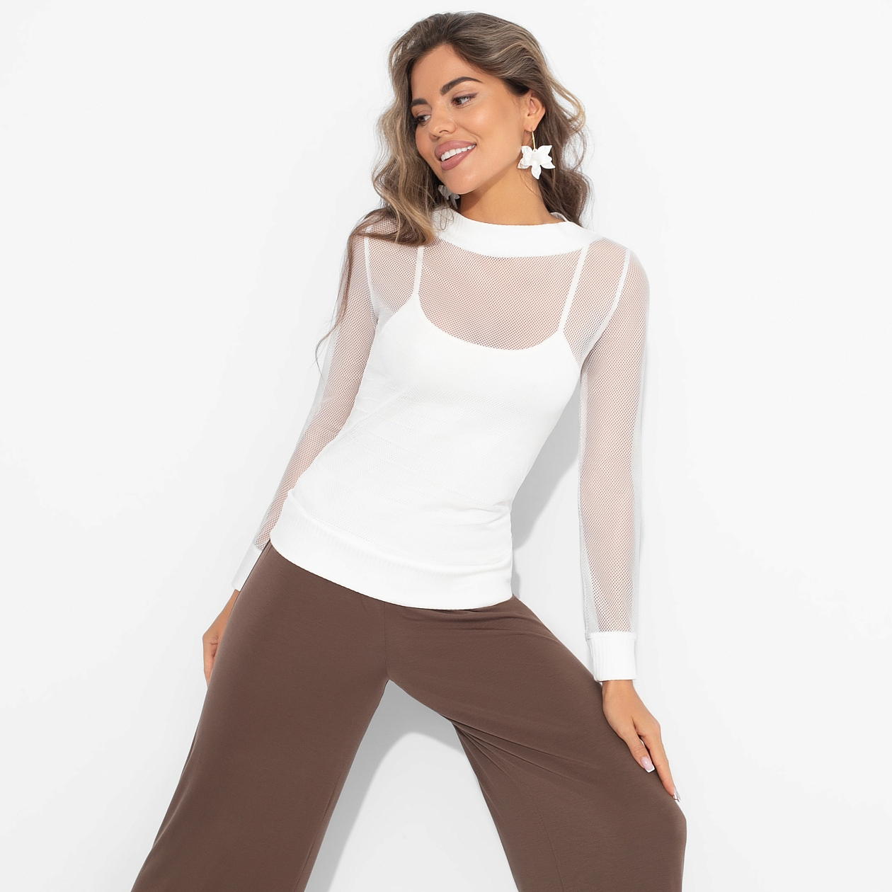 Лонгслив Секретное оружие гардероба. Состав: 60% вискоза, 35% п/э, 5% эластан