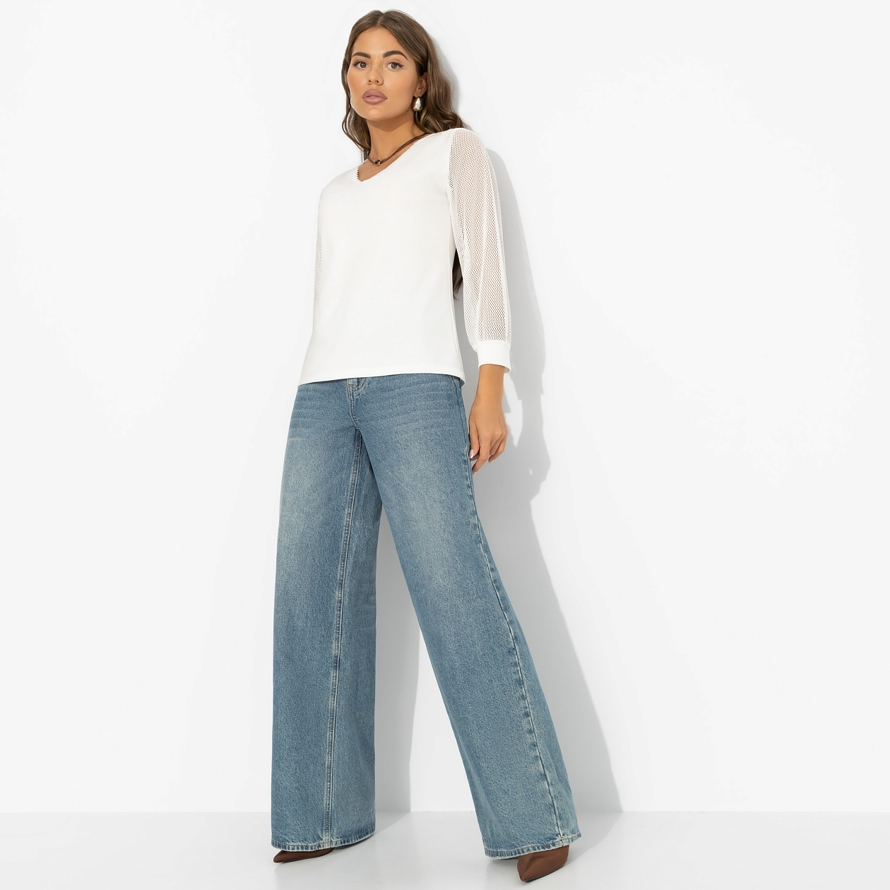 Блуза Попала в сказку (lactic). Состав: 65% п/э, 30% вискоза, 5% стрейч