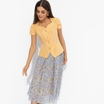 Костюм с юбкой Любовь вне правил (2 в 1, желтый). Состав: 98% п/э, 2% спандекс