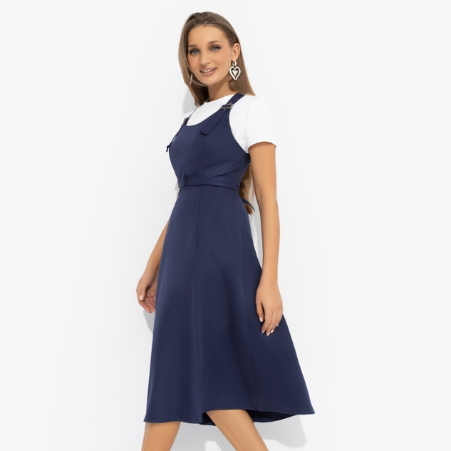 Сарафан Смелее, чем вчера (синий, с поясом) 