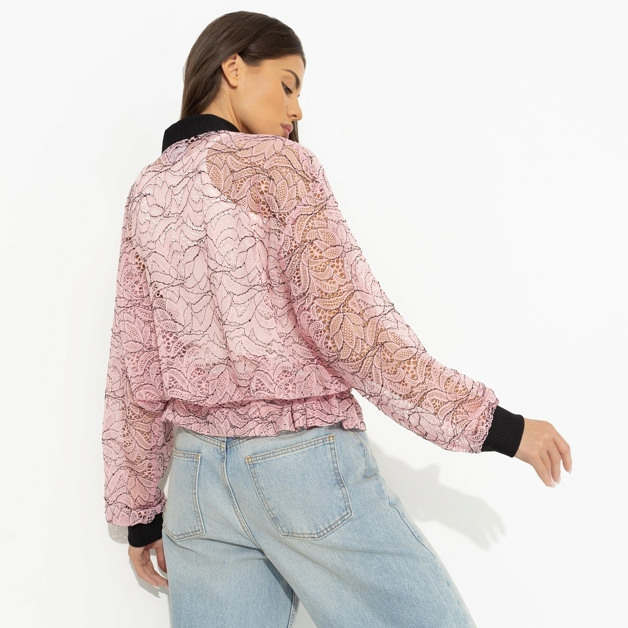 Бомбер Эпичный шик (розовый пион). Состав: 95% полиэстер, 5% спандекс