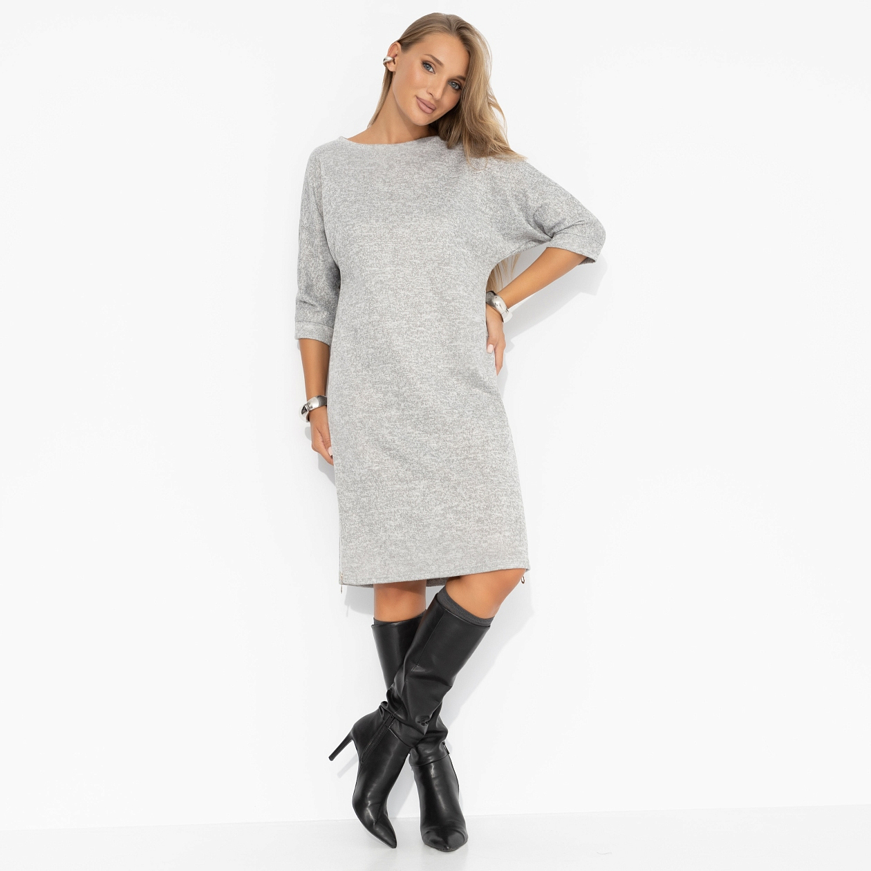 Платье Лёгкость бытия (серое). Состав: 80% п/э, 20% вискоза