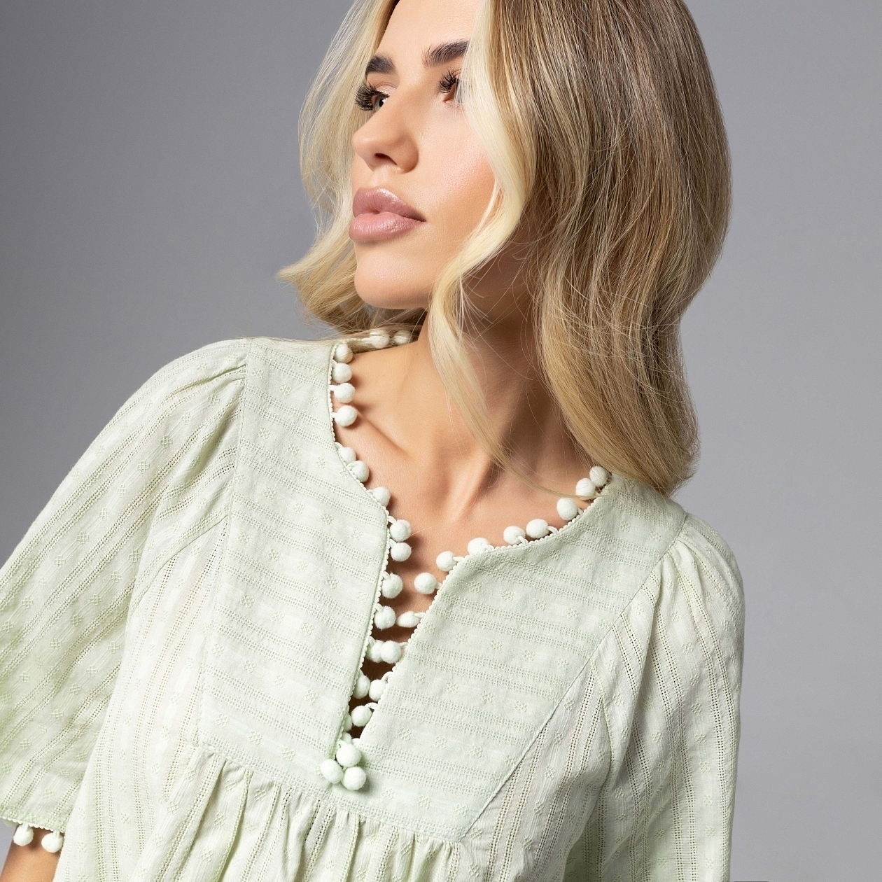 Блуза Летний фольклор (зеленая). Состав: 100% хлопок