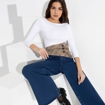 Фэшн-элемент. Состав: 65% п/э, 30% вискоза, 5% спандекс