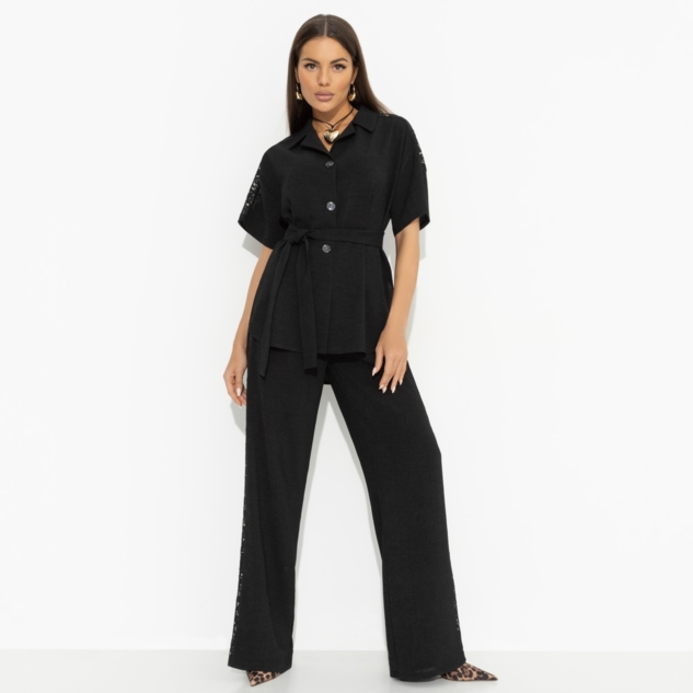 Брючный костюм Престижная номинация (черный, 2 в 1, с поясом) 