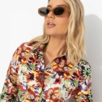 Рубашка Эстетика во всем (цветочная). Состав: 65% хлопок, 30% п/э, 5% лайкра