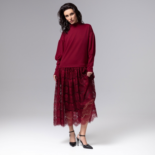 Платье История в кружевах (бордо) 