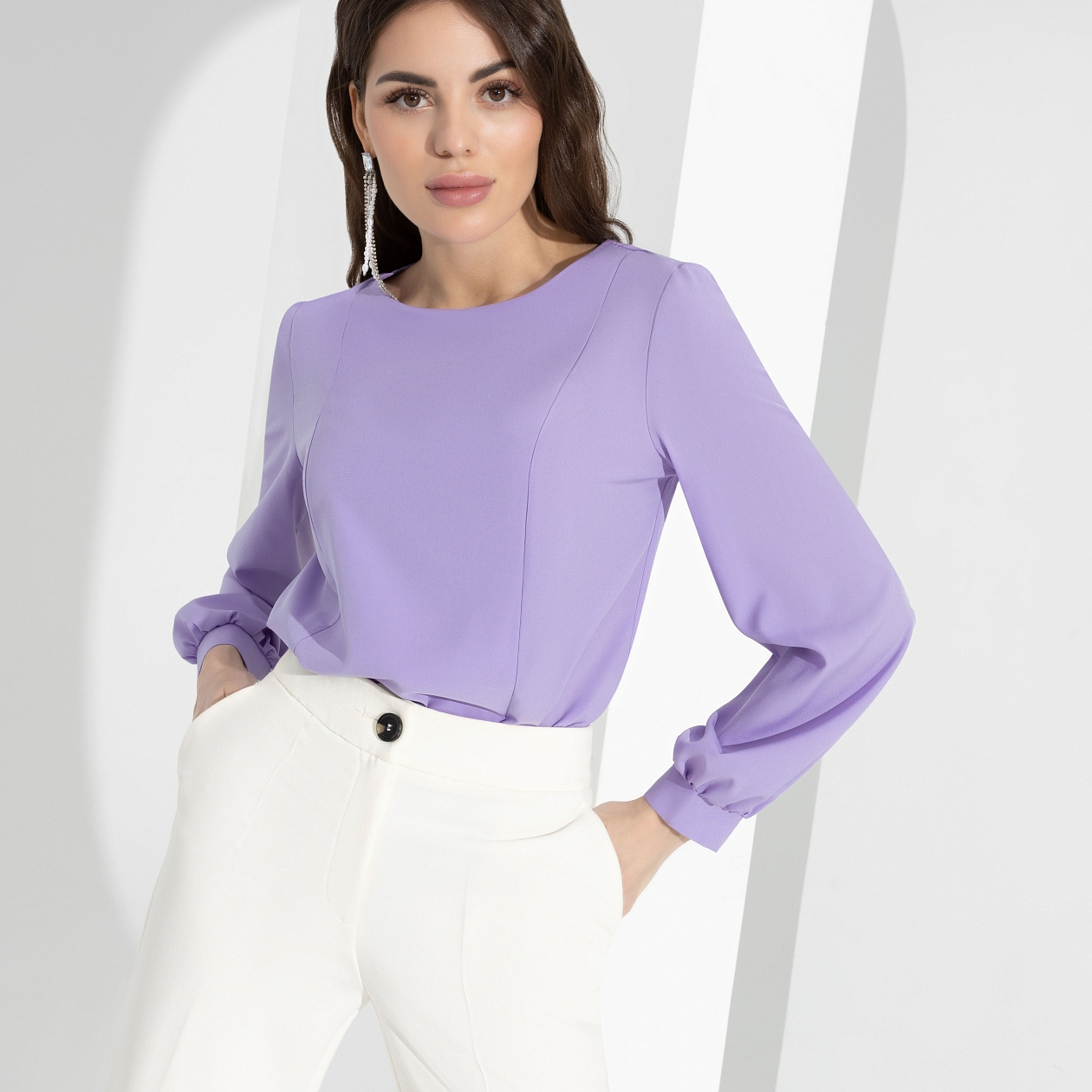 Блуза Способ очарования (sweet lilac). Состав: 95% п/э, 5% эластан