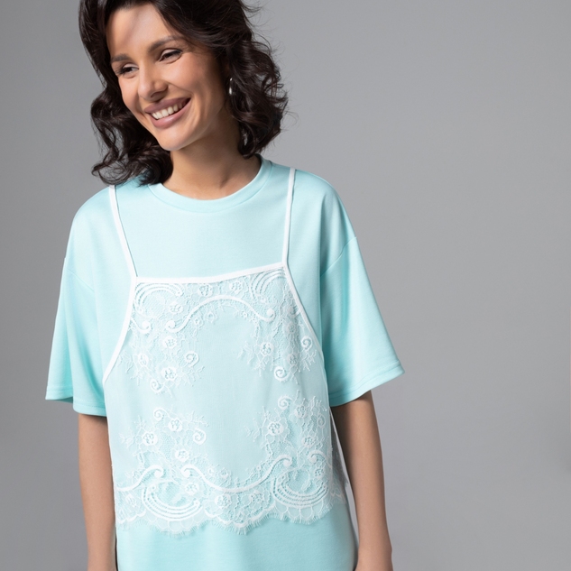 Футболка Модный тандем (мятный 2 в 1) 