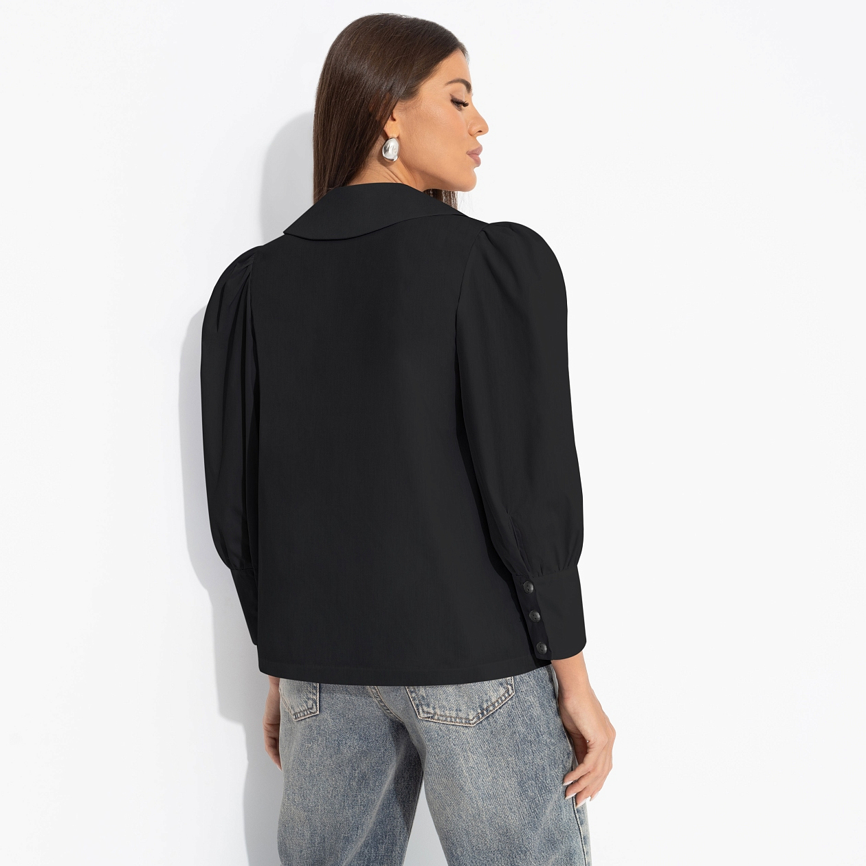 Блуза На пике успеха (черная). Состав: 90% хлопок, 10% полиэстер