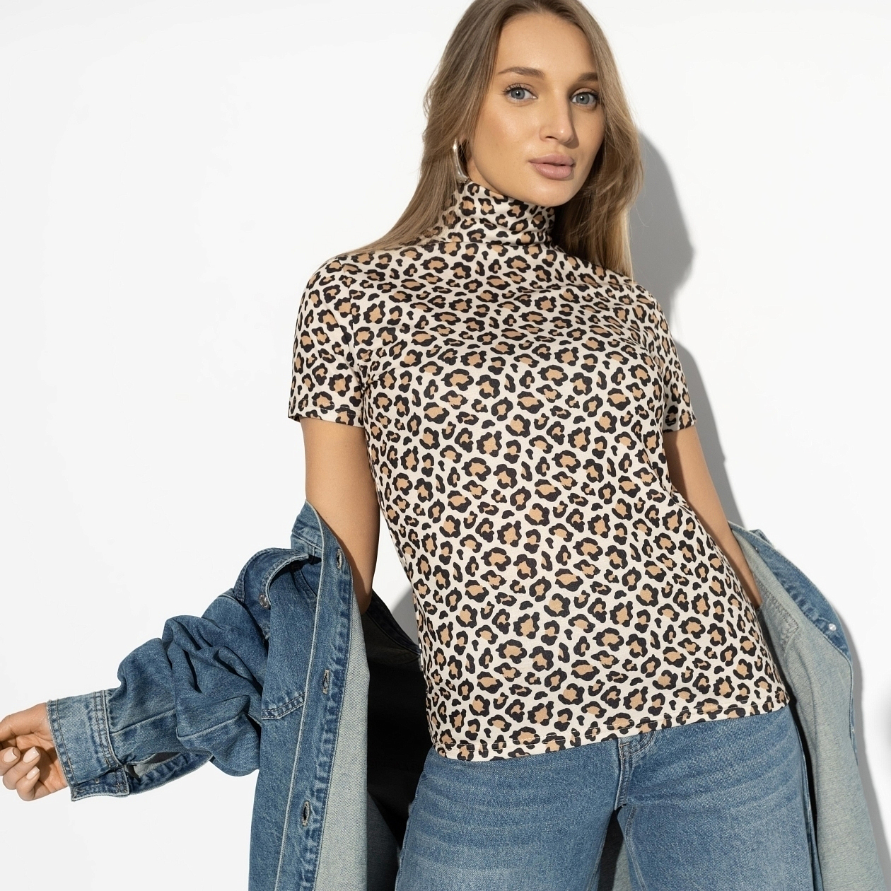 Водолазка Сила нежности (leopard print). Состав: 65% п/э, 30% вискоза, 5% стрейч