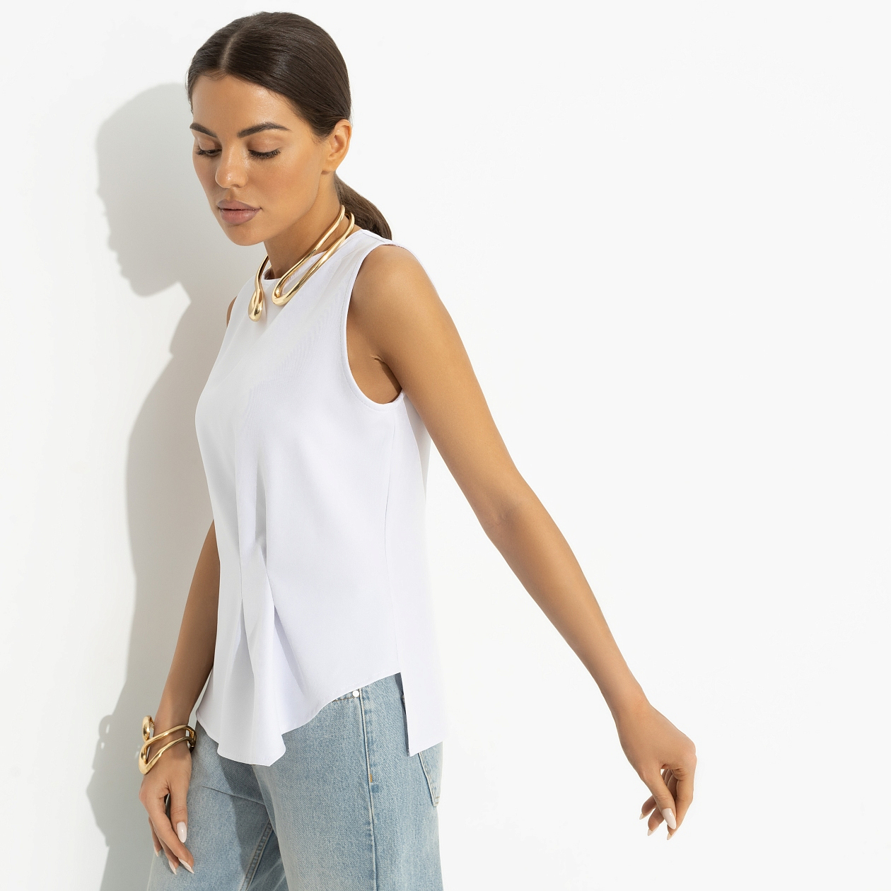 Блуза Счастье с тобой (белая). Состав: 60% полиэстер, 37% вискоза, 3% спандекс