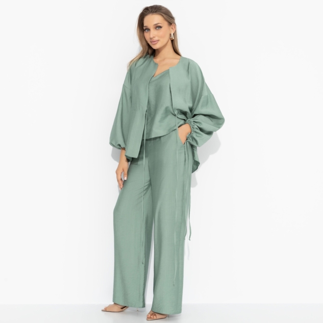 Брючный комплект Приручённый шик (3 в 1, зеленый) 