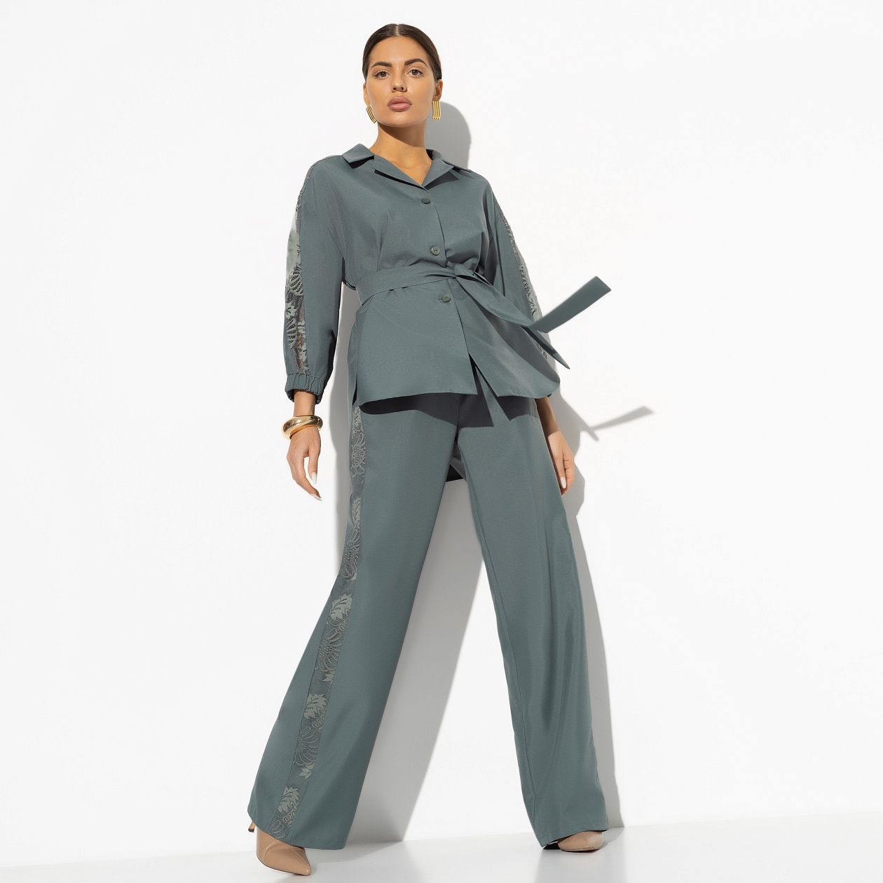 Брючный костюм Престижная номинация (шарм, 2 в 1, с поясом). Состав: 90% п/э, 10% хлопок