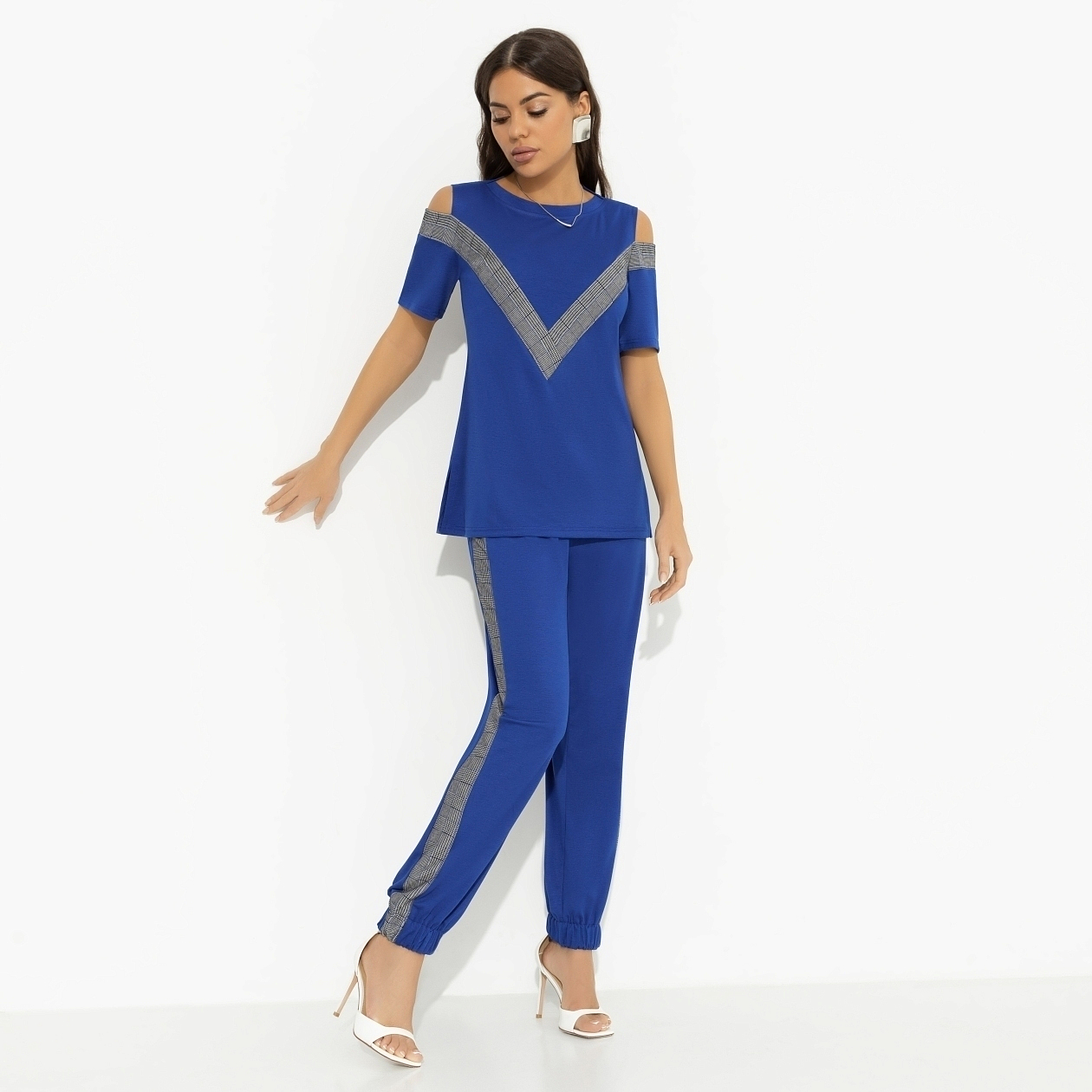 Брючный комплект Нешуточная конкуренция (blue, 2 в 1). Состав: 65% полиэстер, 30% вискоза, 5% спандекс