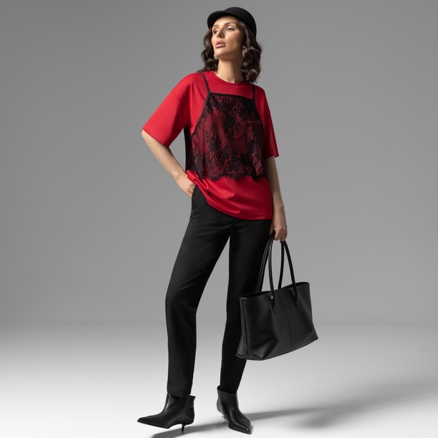 Футболка Модный тандем (красный 2 в 1) 