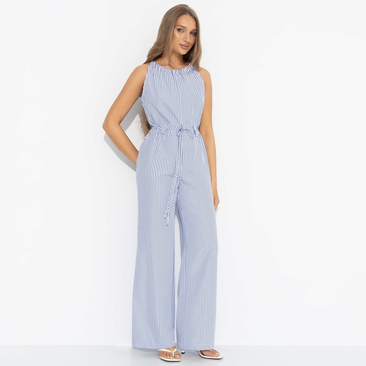 Комбинезон Проникновение в образ (полоска, с поясом). Состав: 55% хлопок, 45% полиэстер