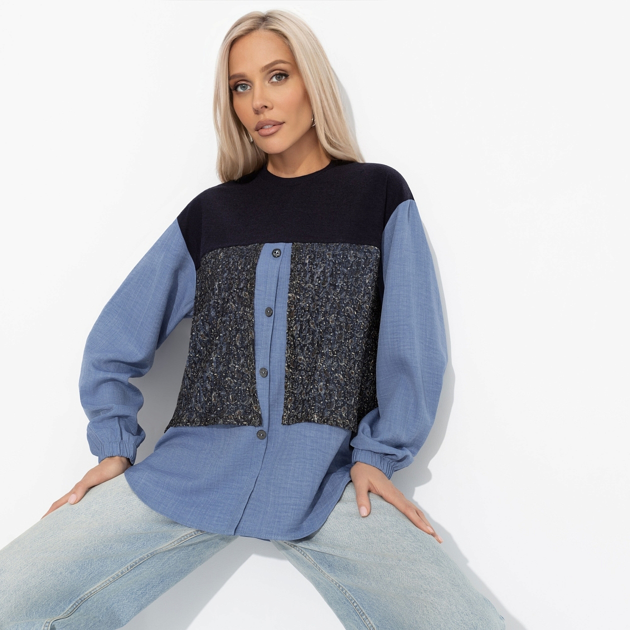 Стиль по-взрослому (голубой). Состав: 65% п/э, 20% вискоза, 10% акрил, 5% спандекс