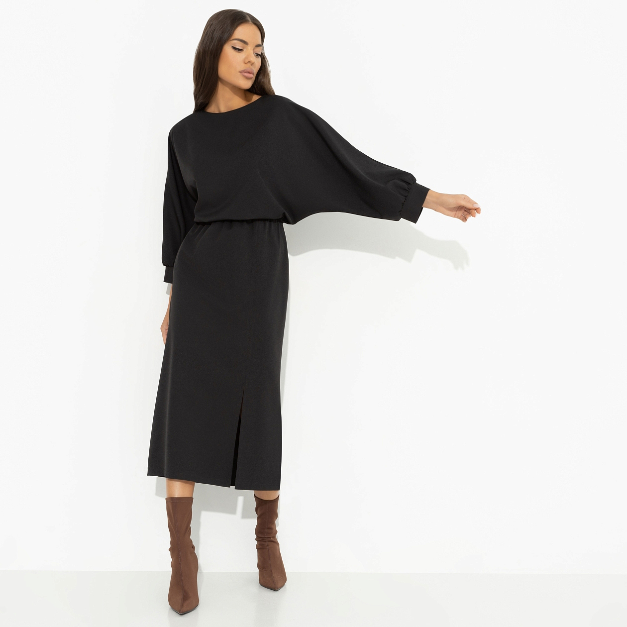 Платье Ты входишь–мода замирает (черное). Состав: 95% полиэстер, 5% эластан